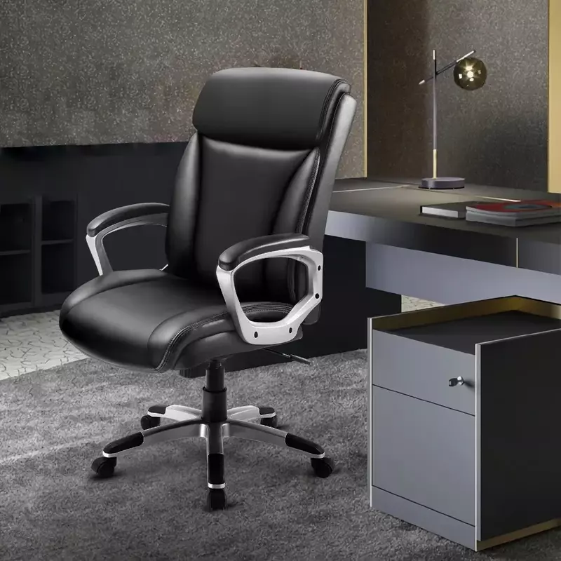 كومهوما-كرسي مكتب من الجلد الصناعي عالي الظهر ، كرسي تنفيذي مريح ، أسود