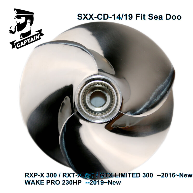 الكابتن SXX-CD-14/19 161 مللي متر جت سكي المكره ل Seadoo RXP-X 300 / RXT-X 300 / GTX المحدودة 300/ويك برو 230HP مصقول 3 شفرة