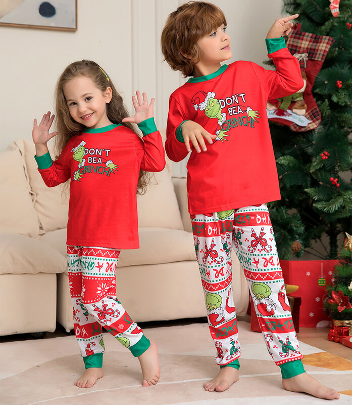 بيجامات عيد الميلاد المتماثلة أزياء عيد الميلاد للعائلة طقم ملابس Pjs للأطفال من الرجال والنساء برسوم كارتونية 2023 #4