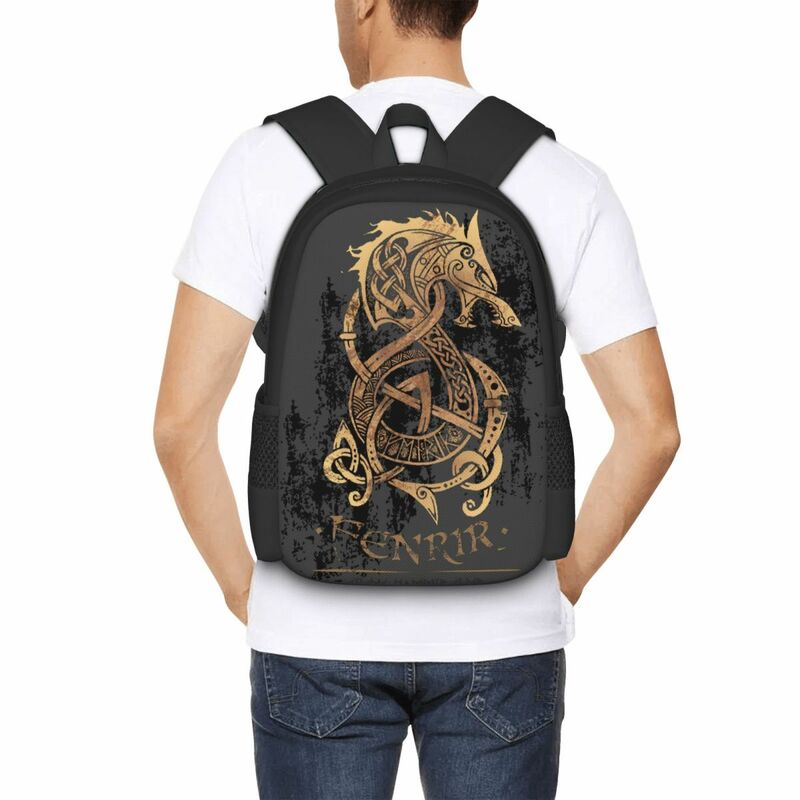 Gold Fenrir Wolf Backpack for Girls Boys Travel RucksackBackpacks for Teenage school bag #1
