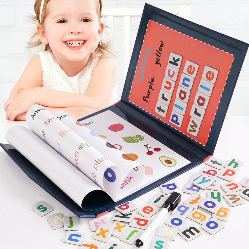 لغز لعبة الكلمات المغناطيسية للأطفال التعليم المبكر ألعاب تعليمية مع الألغاز الإنجليزية من الورق المقوى