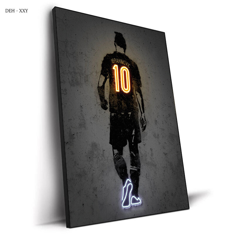 Neon Design Wall Art Posters Football Player Star Canvas Painting Abstract Figure Wall Art Pictures Industrial Home Room Decor