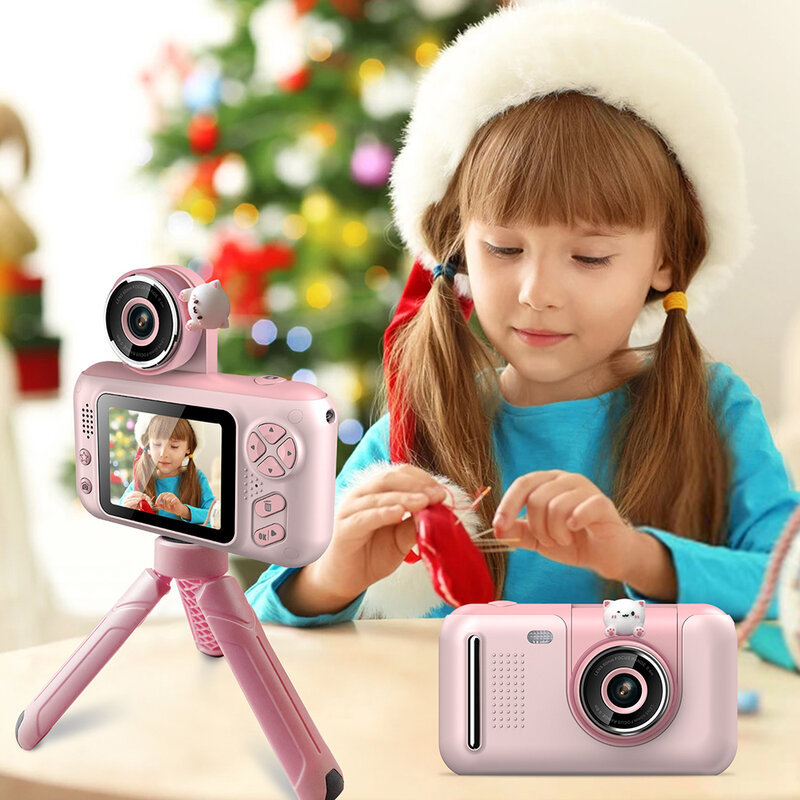 2.4 بوصة Ips شاشة ملونة الأطفال الاطفال كاميرا ألعاب تعليمية مسجل فيديو 180 درجة دوران الاطفال كاميرا الفيديو هدية عيد ميلاد