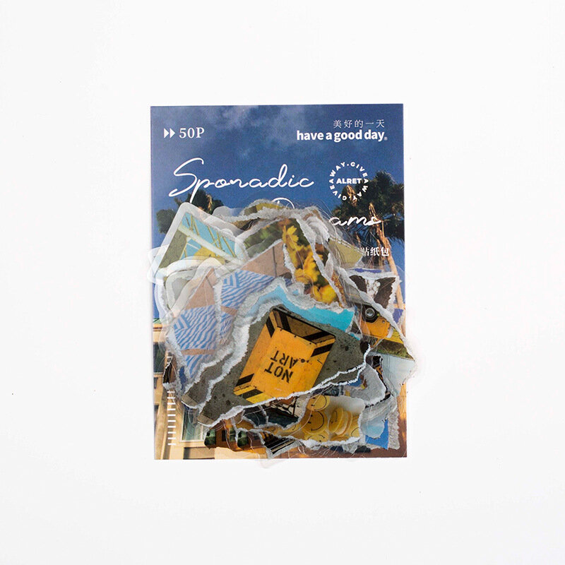 50 قطعة/صندوق ملصقات المناظر الطبيعية الإبداعية لطيف حساب اليد مجلة الديكور القرطاسية رقائق سكرابوكينغ ملصقات صناعة يدوية #6