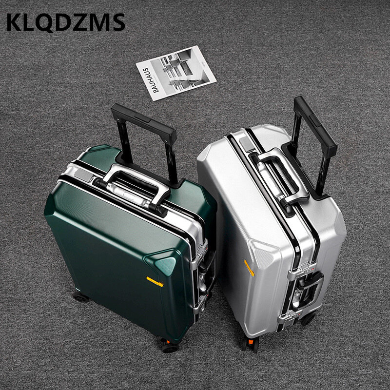 KLQDZMS جديد الأمتعة الألومنيوم الإطار 24 بوصة الكمبيوتر حقيبة الأعمال كلمة السر 20 بوصة طالب المقصورة حقيبة مع عجلات المحمولة