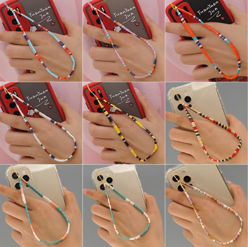 الملونة Smiling الخرز سلسلة سلسلة هاتف الحبل الخرز سلسلة هاتف المحمول مكافحة خسر اليدوية الاكريليك الحبل الحبل للنساء هدية #4