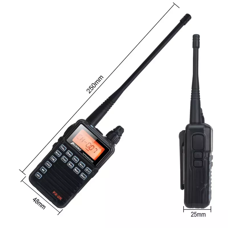 PUXING PX-2R VHF Mini Compact FM VOX Walkie Talkie 136-174MHz Single band Transmission, VHF UHF dual band reception 2W PX Radio