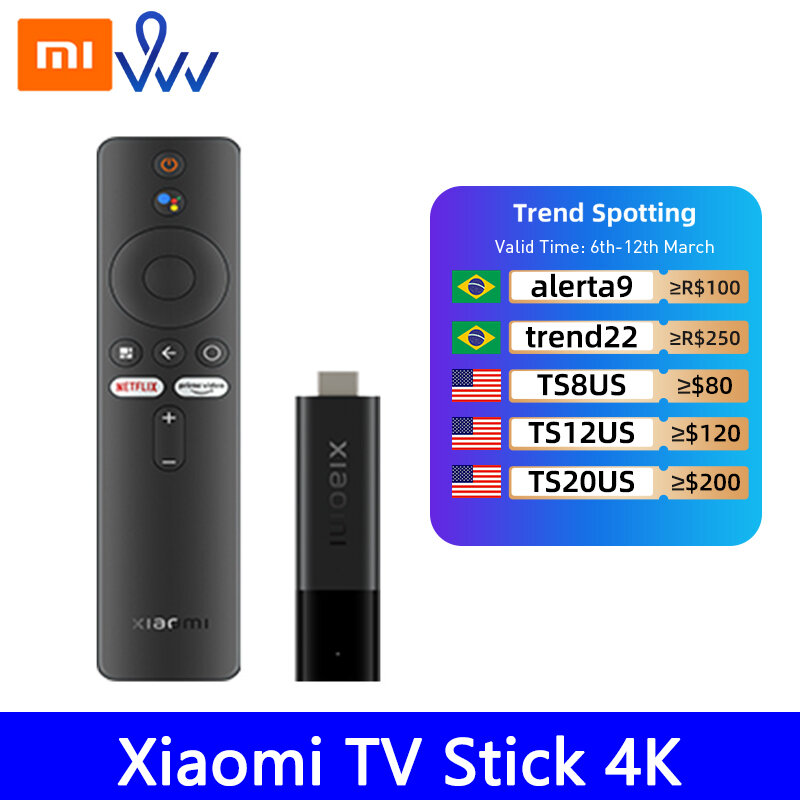 أحدث إصدار شاومي مي TV Stick 4K أندرويد TV 11 HDR رباعية النواة 2GB + 8GB بلوتوث 5.0 واي فاي جوجل مساعد النسخة العالمية