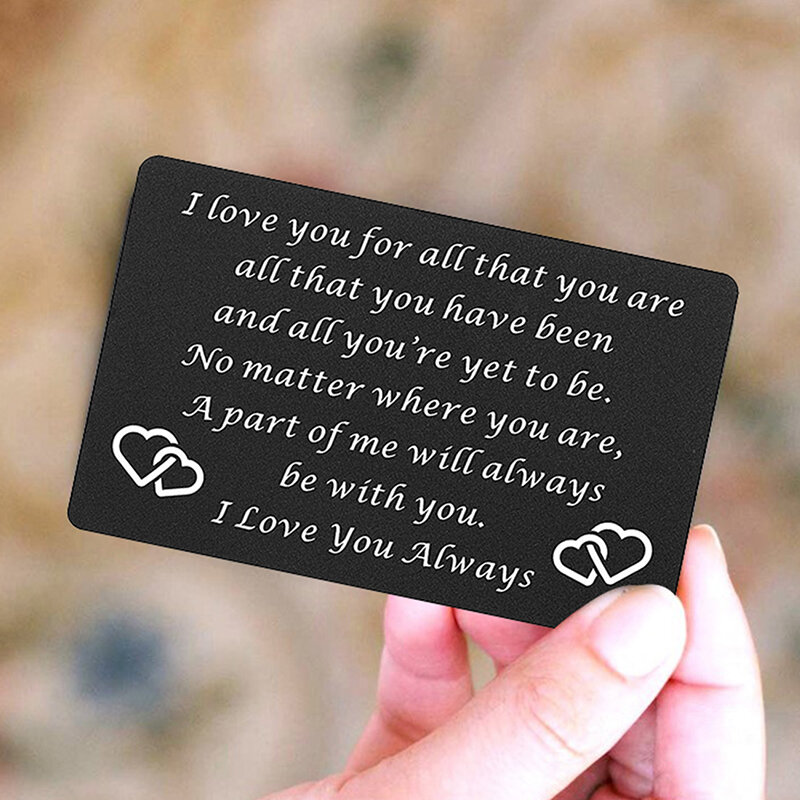 High Quality Engraved Metal Wallet Insert Card Anniversary Gifts, Love Note, Deployment Gift Free Shipping