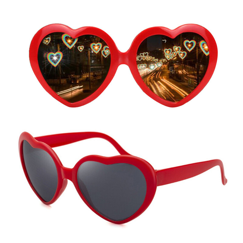 الحب نظارات تأثير خاص على شكل قلب نظارات مشاهدة أضواء تغيير إلى شكل قلب في الليل الملونة لوازم الحفلات هدية