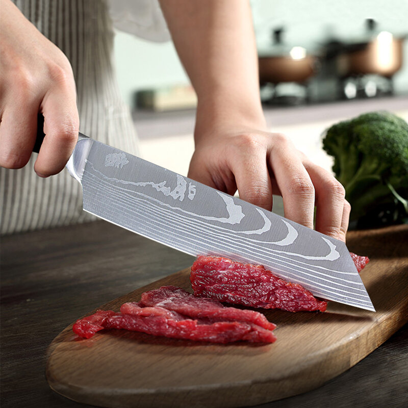 المهنية سكين الطاهي 8 بوصة دمشق سكين الطاهي سكين ياباني الفولاذ المقاوم للصدأ المطبخ أداة Santoku اللحوم الساطور سكين المطبخ
