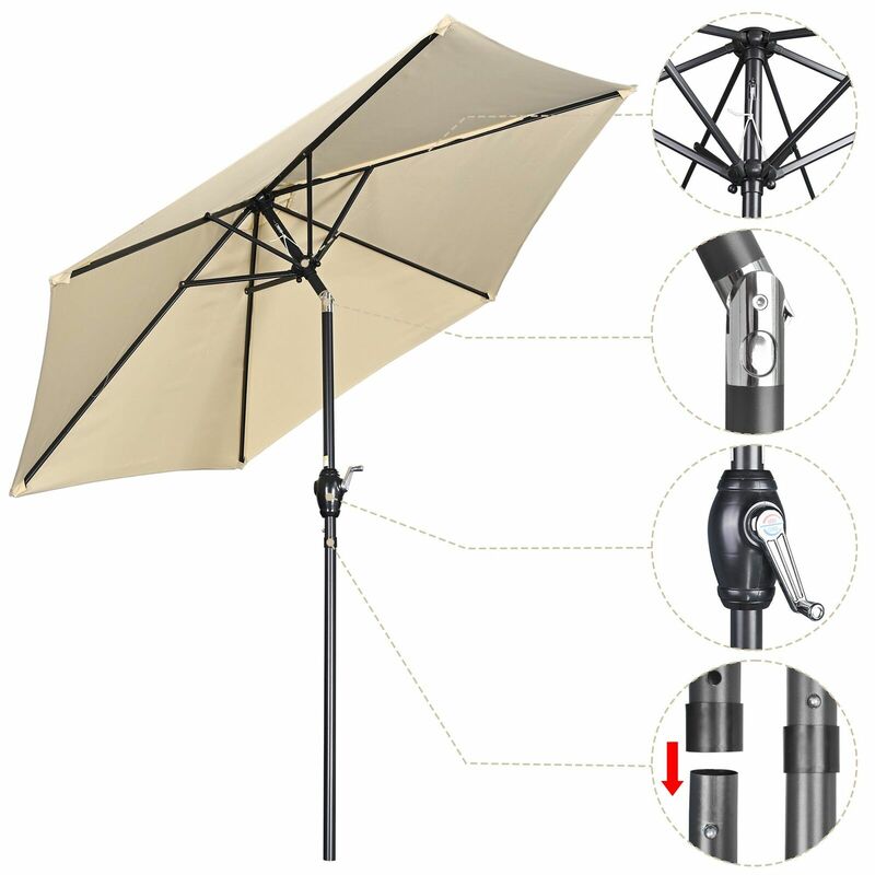 مظلة 7.5 قدم بيج في الهواء الطلق UV30 + تتلاشى المقاومة المظلة