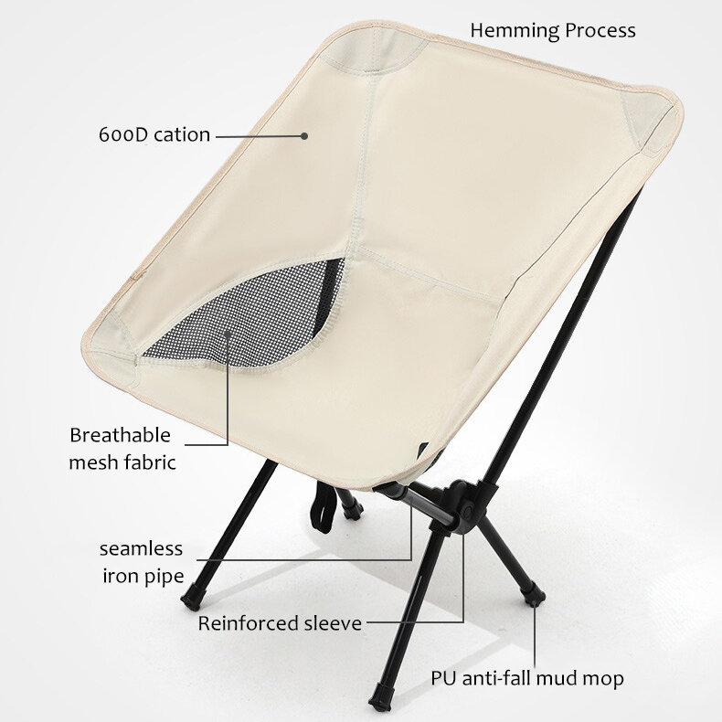 Outdoor Portable CampiChair Oxford Cloth Folding Lengthen Seat for Fishing BBQ Picnic Beach Ultralight Chairs
