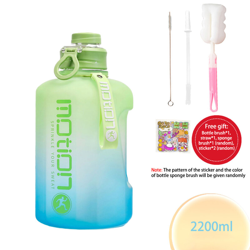 YCALLEY نصف جالون زجاجة ماء للصالات الرياضية 2200 مللي الغبار غطاء مقاوم للتسرب زجاجات مياه المحمولة الرياضة في الهواء الطلق WaterBottle