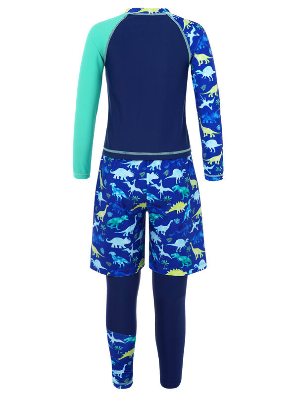 ملابس سباحة صيفية للأولاد عليها رسوم كارتونية ملابس سباحة بأكمام طويلة سراويل وسراويل قصيرة موضة ملابس شاطئ للاستحمام والتزلج ملابس سباحة