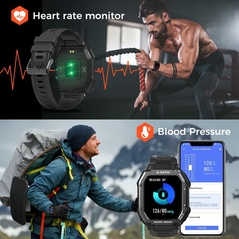 KOSPET 2021 ساعة ذكية روك وعرة ساعة للرجال الرياضة في الهواء الطلق مقاوم للماء جهاز تعقب للياقة البدنية ضغط الدم رصد smartwatch