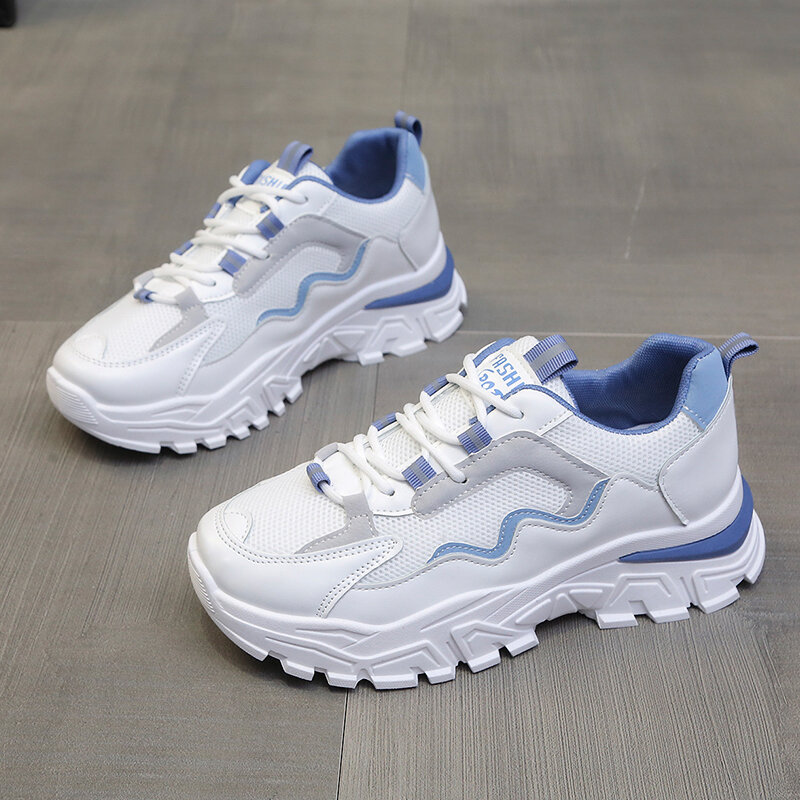 2022 Spring Women Casual Sport Shoes Fashion Thick Sole Platform Sneakers Woman Mesh Breathable Outdoor Tennis Trainers