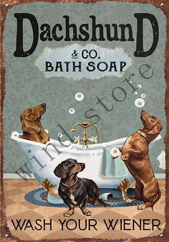 Funny dog pet Metal Tin Signs Toilet Room Retro Sign Bath Soap Bathroom  Vintage Bathroom Toilet Bar Cafe Wall Decoration Retro #4