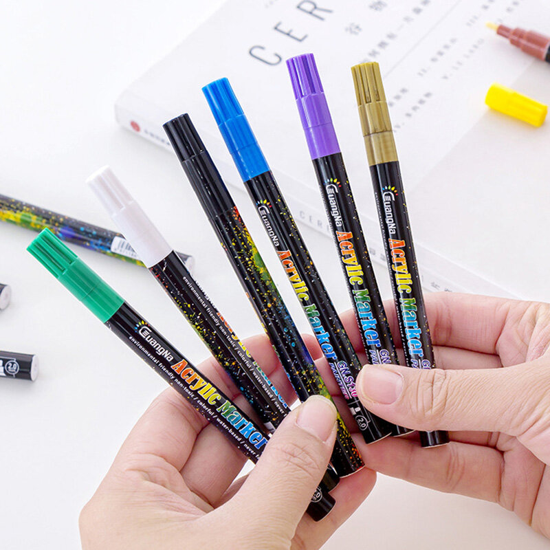 12 الألوان 2.0 مللي متر الاكريليك قلم طلاء مجموعة أقلام إمدادات فن الإبداعية لوحة يدوية متعددة الوظائف اللون الفن الكتابة على الجدران أقلام خط... #4