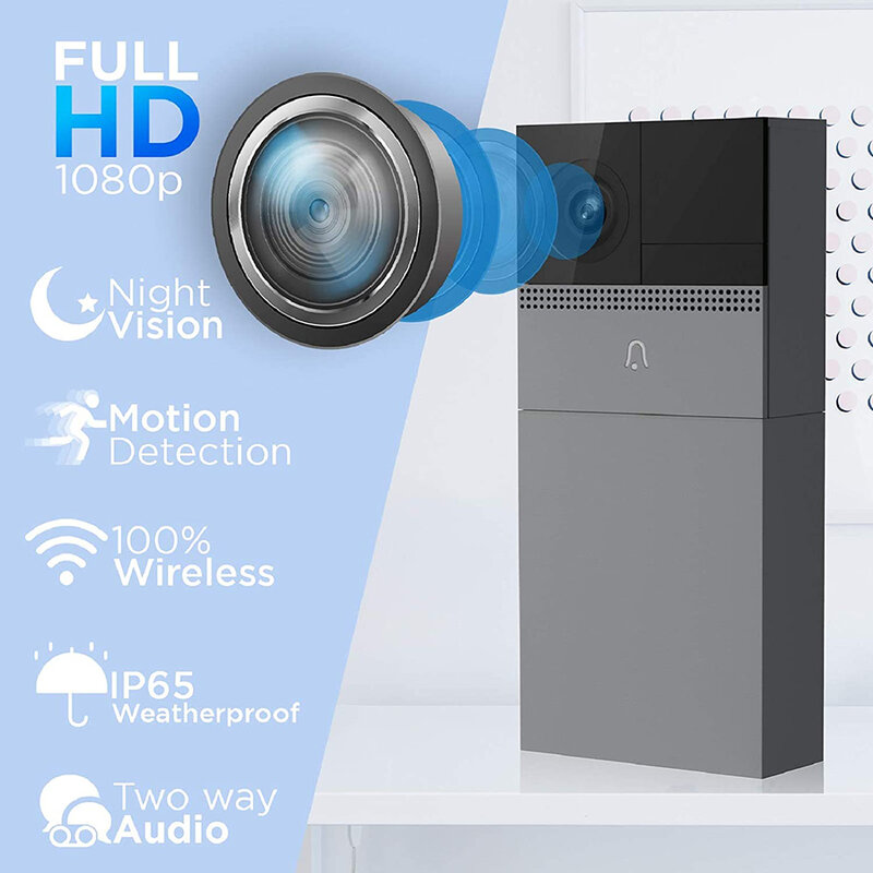 Laxihub الذكية جرس باب إنتركوم مع 1080P كاميرات الأمن مزودة بخاصية WiFi الباب جرس للمنزل IP54 ماء إتهام بطارية حلقة إنذار