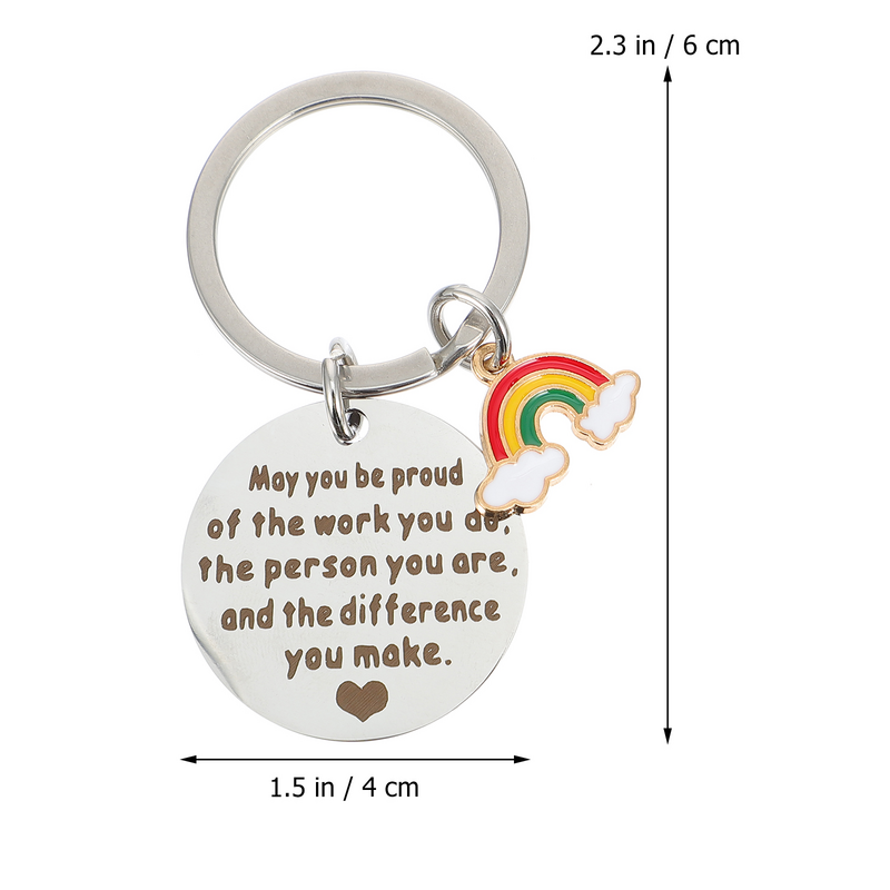 2Pcs Rainbow Key Holders Stainless Steel Keychains Lovely Key Rings Gifts #4
