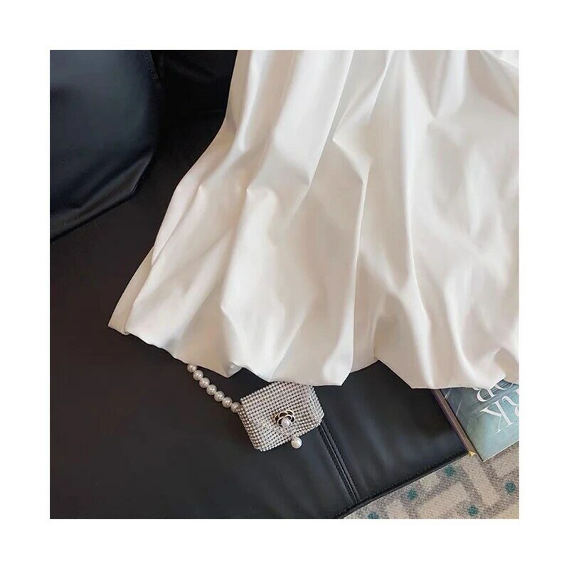 فستان حفلات صيفي للسيدات موديل 2022 أكمام على شكل فراشة بيضاء وفتحة رقبة على شكل v فساتين قصيرة كورية للنساء