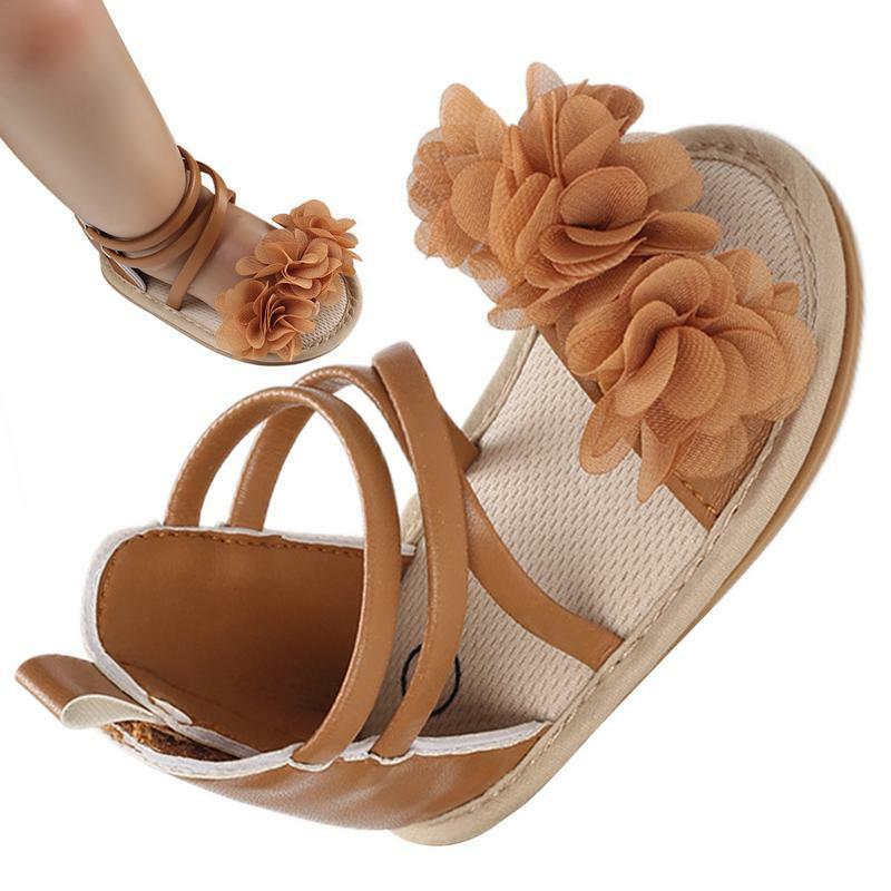 أحذية للأطفال صنادل صيفية للبنات أحذية أميرات بزهور بيضاء مسطحة لحديثي الولادة والرضع أحذية أنيقة لطيفة للأطفال