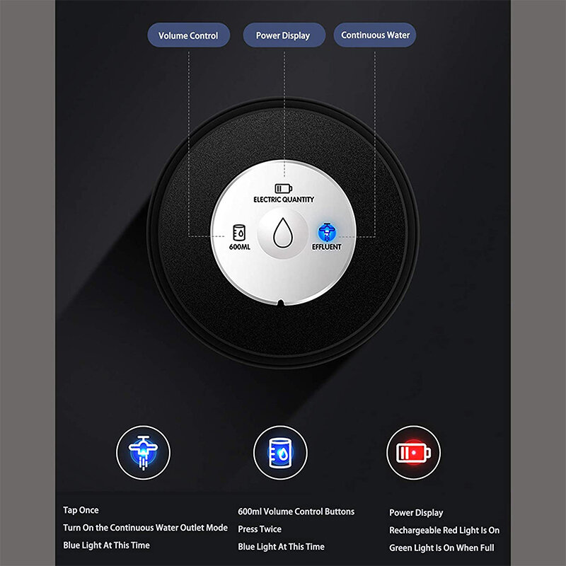 ذكي التلقائي الكهربائية المحمولة مضخة مياه الشرب زجاجة قابلة للشحن مضخة مياه التبديل الصامت شحن اللمس