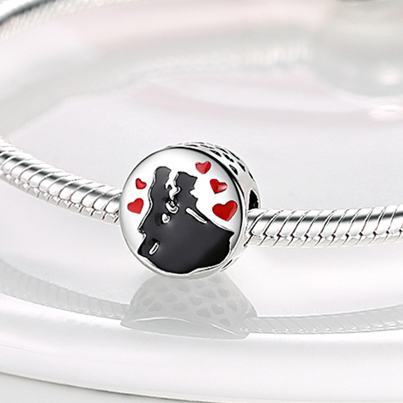 Lucky Red Color DIY Charms Plata De Ley 925 Love Heart Hippo Luck Silver Color Charms Pendants Fit Pandora Original Bracelet