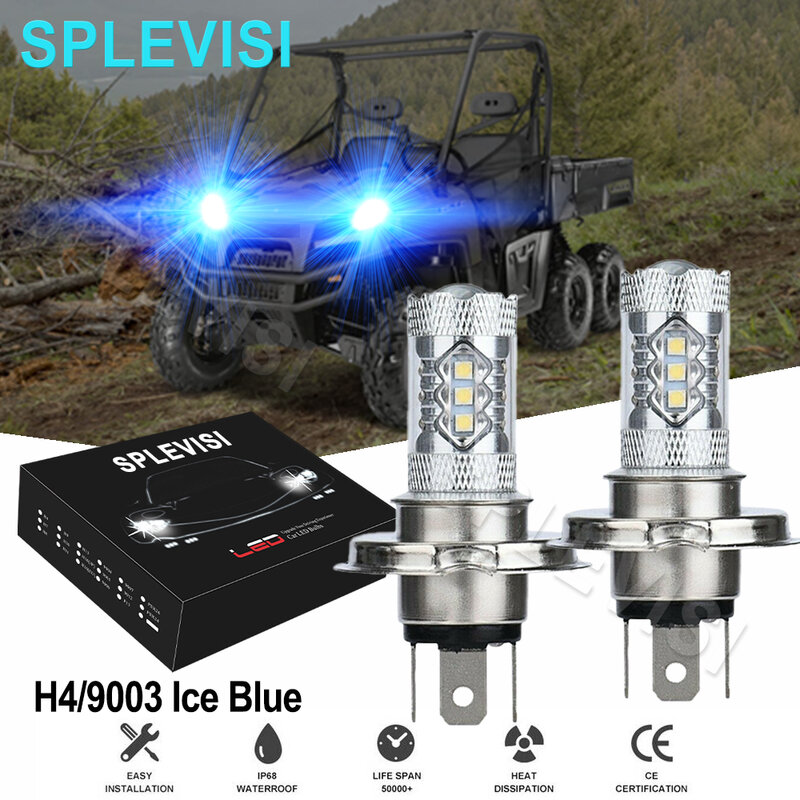 2PCS Ice Blue 80W LED Headlights For Polaris SKS 440 1993-1995 SKS500 1989-1997 SKS 650 1988-1990 SKS 700 1999-2003 SKS 800 2003