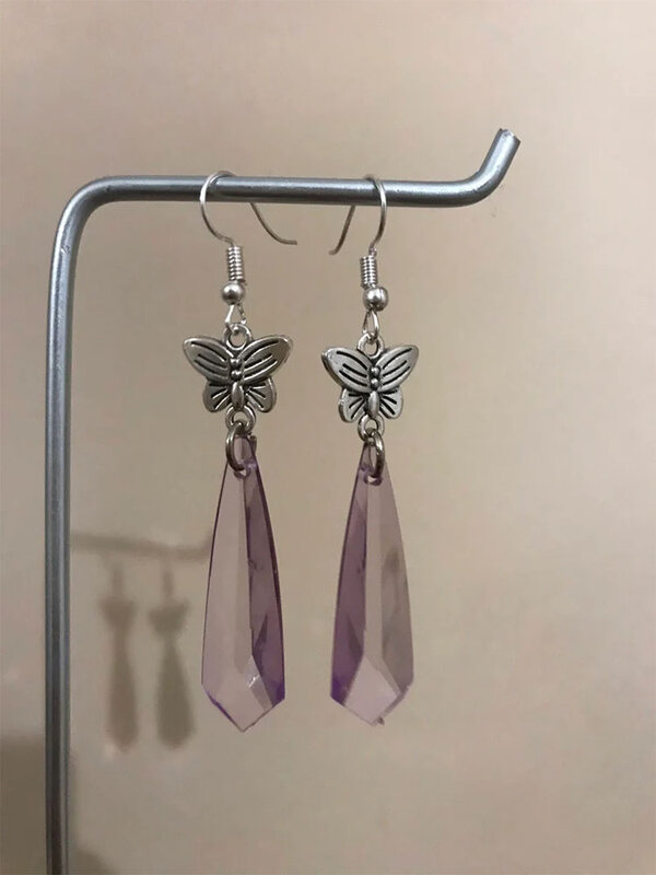 Fairycore Earrings silver butterfly heart fairycore earrings