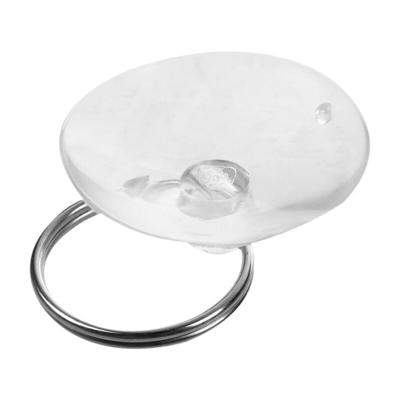 6 Pcs Clear Soft Plastic 3.5Cm Dia Suction Cup Key Ring Keyring
