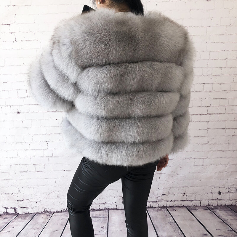 100% Natural Fur Jacket Women Winter Warm Leather Fox Fur Coat High Quality Fashion Elegant Fur Vest Lady New Real Fur Outerwear