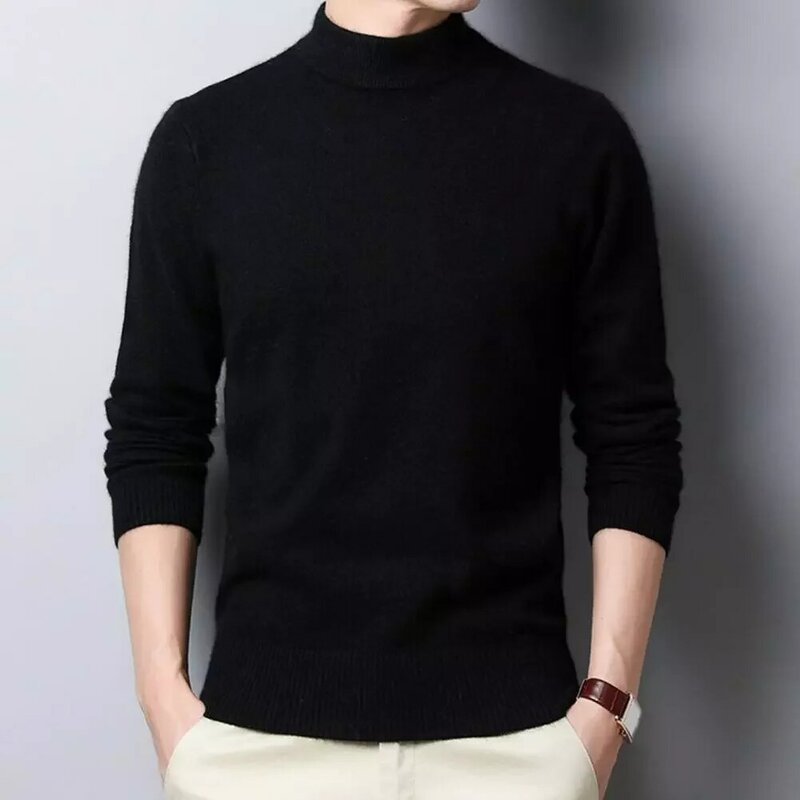 Warm  Fabulous Long Sleeve Extra Thick Base Shirt Knitted Men Sweater Anti-shrink   for Daily Wear