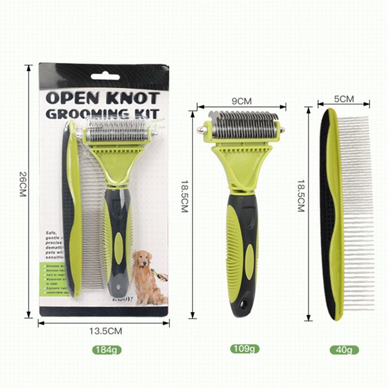Pet Deshedding Brush Double Sided Dematting Dog Comb Cat Brush Puppy Grooming Tools Undercoat Shedding Hair Pet Supplies