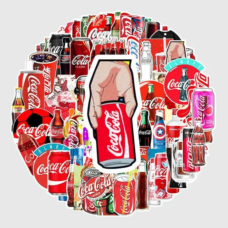 76 ملصقات كوكا كولا جرلي نمط الغذاء والشراب المد العلامة التجارية شعار اليد حساب المواد ملصقات الزخرفية
