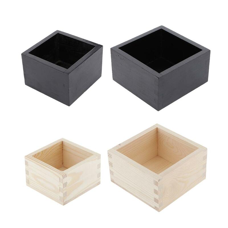صندوق تخزين صندوق خشبي بدون غطاء صندوق تخزين مربع للمجوهرات