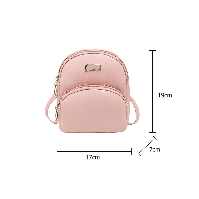 مصغرة السفر حقيبة ظهر مصنوعة من الجلد النساء الفتيات عارضة بسيطة المزدوج الكتف طالب المدرسية السيدات الصلبة صغيرة الحقيبة #6