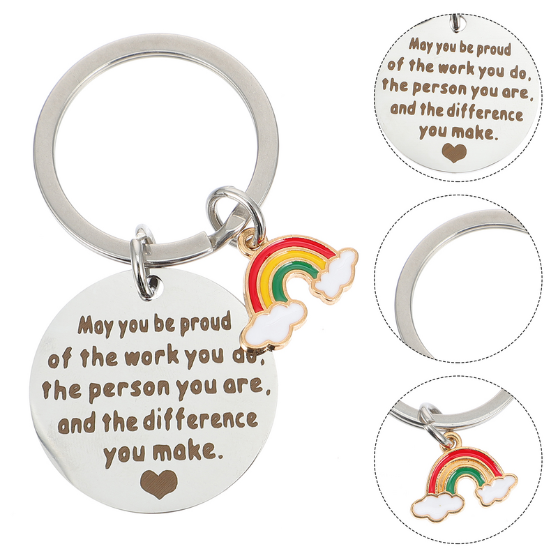 2Pcs Rainbow Key Holders Stainless Steel Keychains Lovely Key Rings Gifts