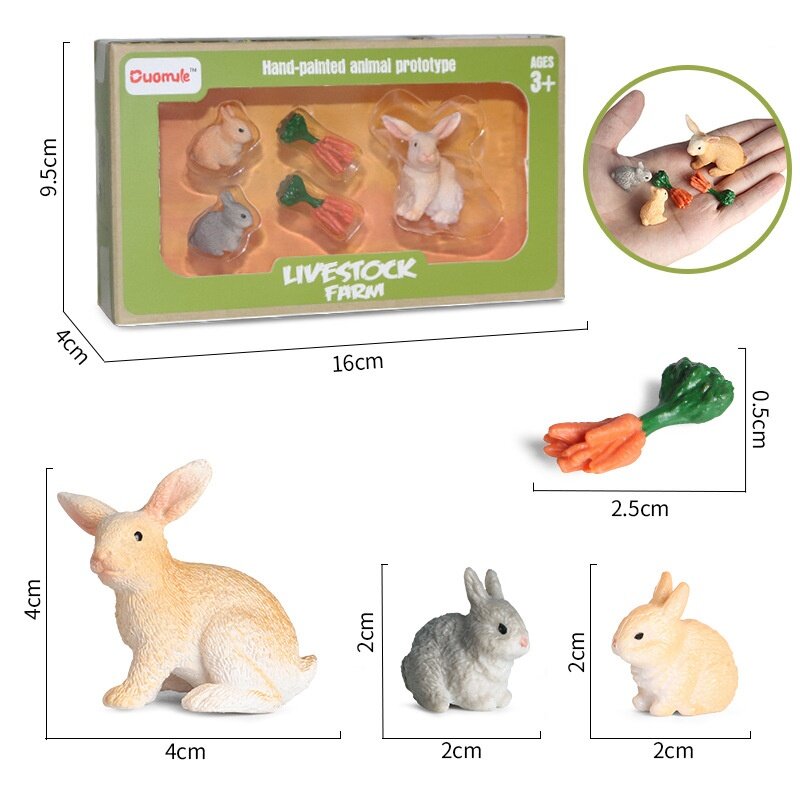 محاكاة نماذج للحيوانات حلية مجموعة الدواجن أرنب الأطفال اللعب المعرفية المشهد الصغير بونساي الزينة غريب