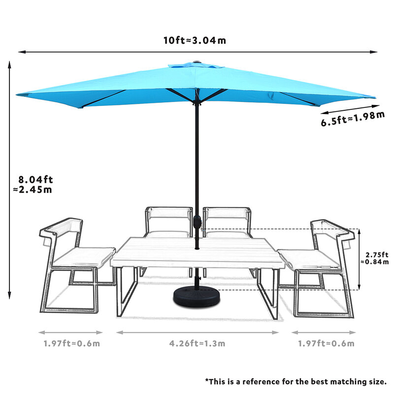 مظلة سوق مستطيلة من Abble مقاس 10 × 6.5 قدم-أكوا
