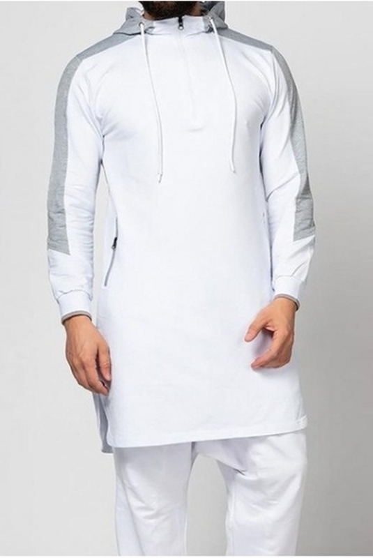 ملابس إسلامية عصرية للرجال رداء معطف بقلنسوة الشرق الأوسط دبي ملابس إسلامية عربية 2022 عبايات كولوربلوك بسحاب