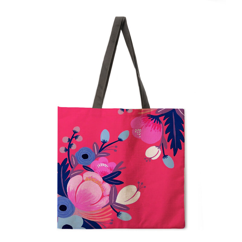 Flowers and Birds Ladies Beach Bag Foldable Shoulder Bag Shopping Bag Printed Handbag Linen Casual Tote Reusable #4