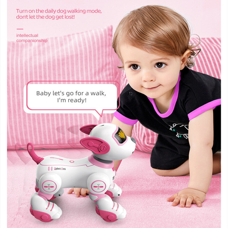 لعبة أطفال روبوت الكلب التحكم عن بعد الحيوانات الأليفة دمية على شكل كلب ذكي اللمس التحكم عن بعد حيلة المشي الرقص الكهربائية كلب