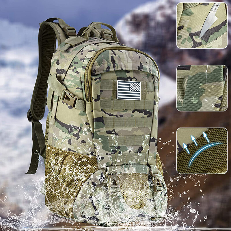 حقيبة ظهر تكتيكية 35L/50L 1000D مقاومة للمياه تصلح لأغراض الرحلات والرحلات وصيد الأسماك وتسلق الجبال حقائب تخييم خارجية للجيش
