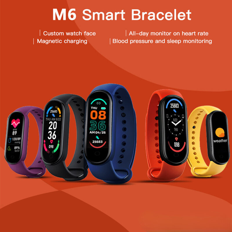 سوار ذكي معدل ضربات القلب ضغط الدم الصحة مقاوم للماء Smartwatch Fitbit شاشة ملونة الرياضة جهاز مراقبة اللياقة على شكل سوار يد الرجال