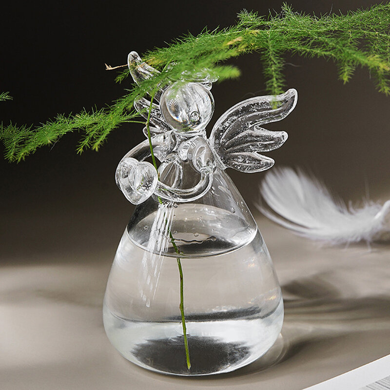 الإبداعية الملاك الزجاج زهرية زخرفة المائية شفافة زهرة زهرية غرفة المعيشة المنزلي الزفاف ديكور للطاولات ترتيب هدية الشمال