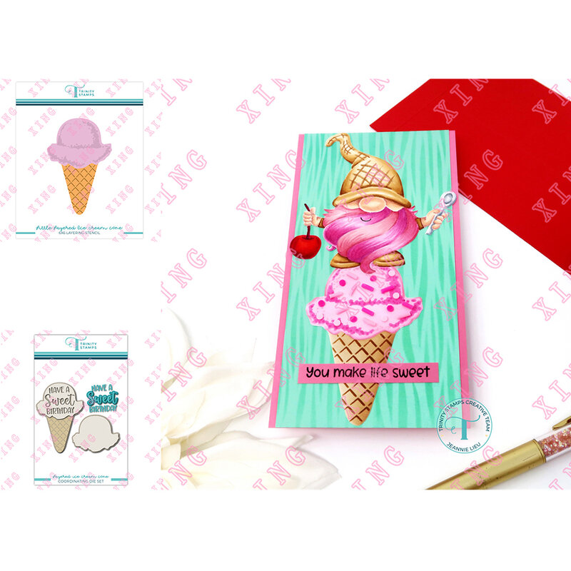 2022 Scrapbook Embossing Decoration Metal Cutting Dies Little Layered Ice Cream Cone Molds Diy Gift Card Craft Layering Stencils