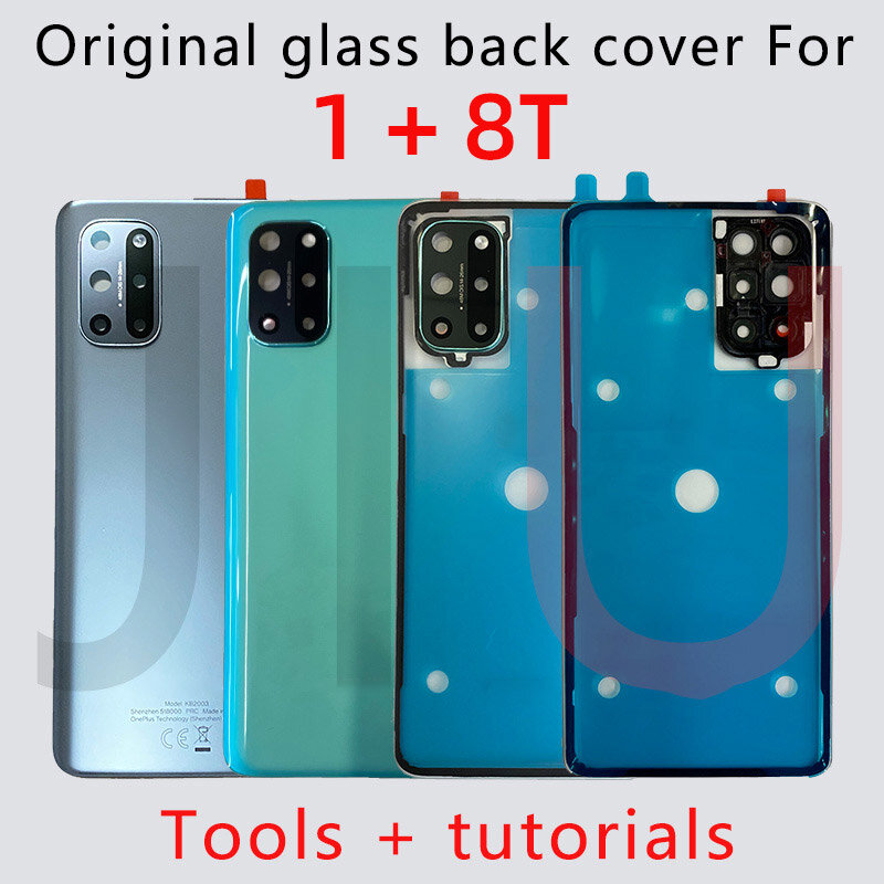 100% جديد الزجاج ل OnePlus 8T غطاء البطارية الخلفي الإسكان غطاء إصلاح oneplus 8t الباب الخلفي استبدال