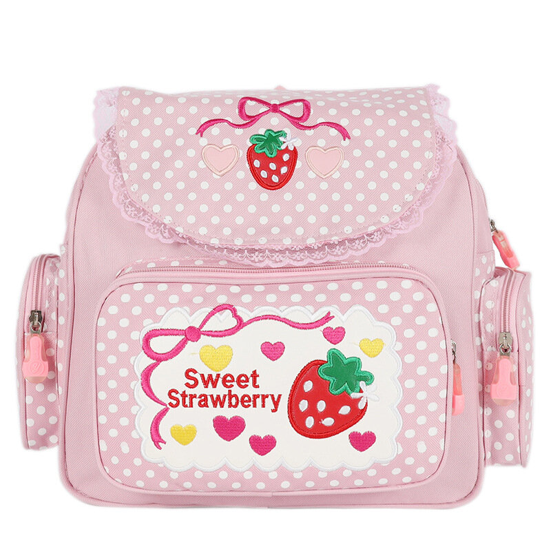حقيبة ظهر شلو يابانية لطيفة للأطفال حقيبة ظهر حلوة جميلة مطرزة بالفاكهة والفراولة والدانتيل للطالبات حقيبة مدرسية للفتيات